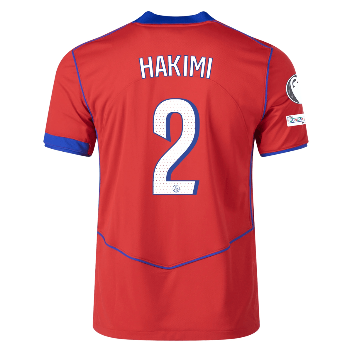 Nike Men's Paris Saint - Germain Archaf Hakimi T90 Third Jersey w/ Champions League Patches 25/26 (Sport Red/Hyper Royal) | SoccerWearhouse