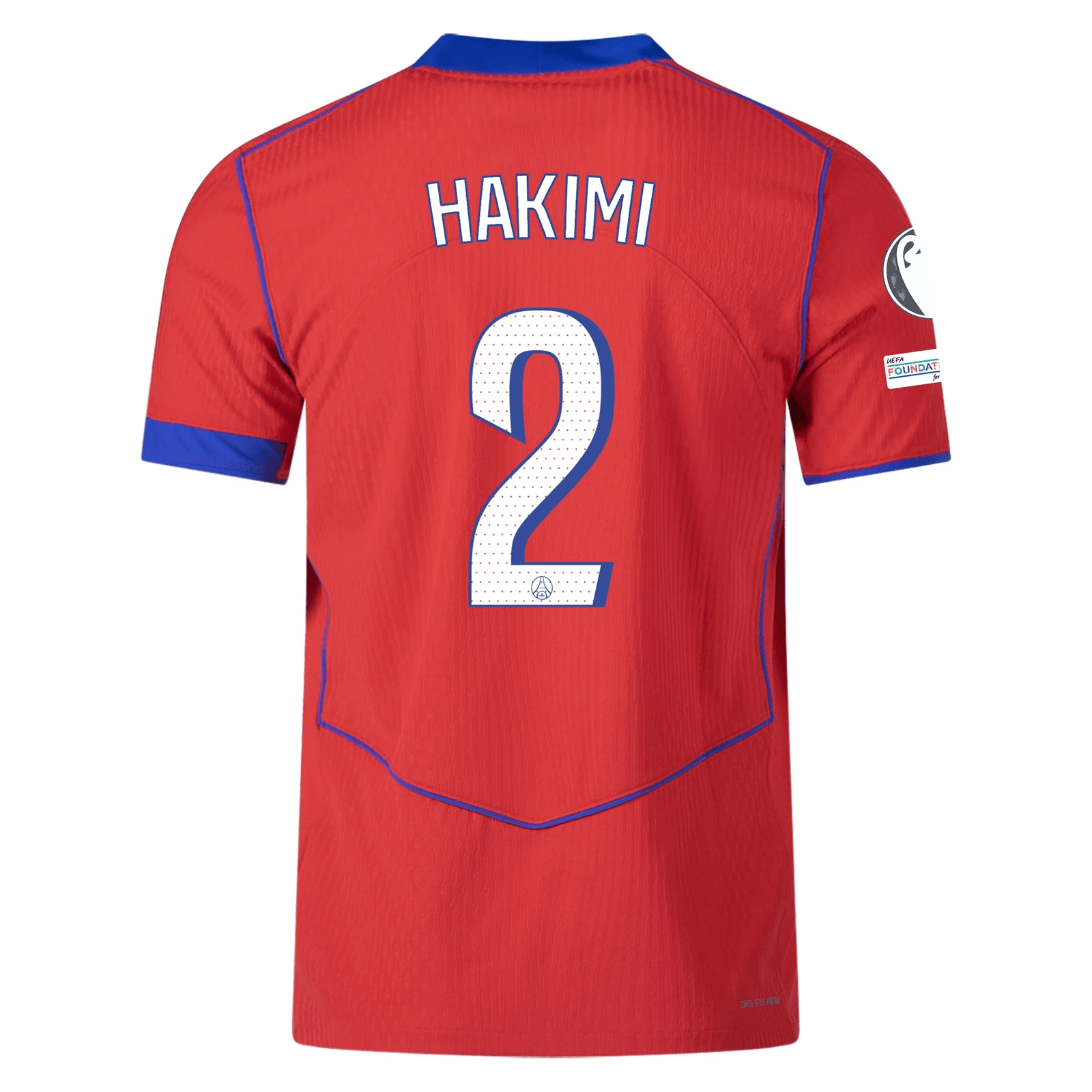 Nike Men's Paris Saint - Germain Authentic Archaf Hakimi Third Jersey w/ Champions League Patches 25/26 (Sport Red/Hyper Royal) | SoccerWearhouse
