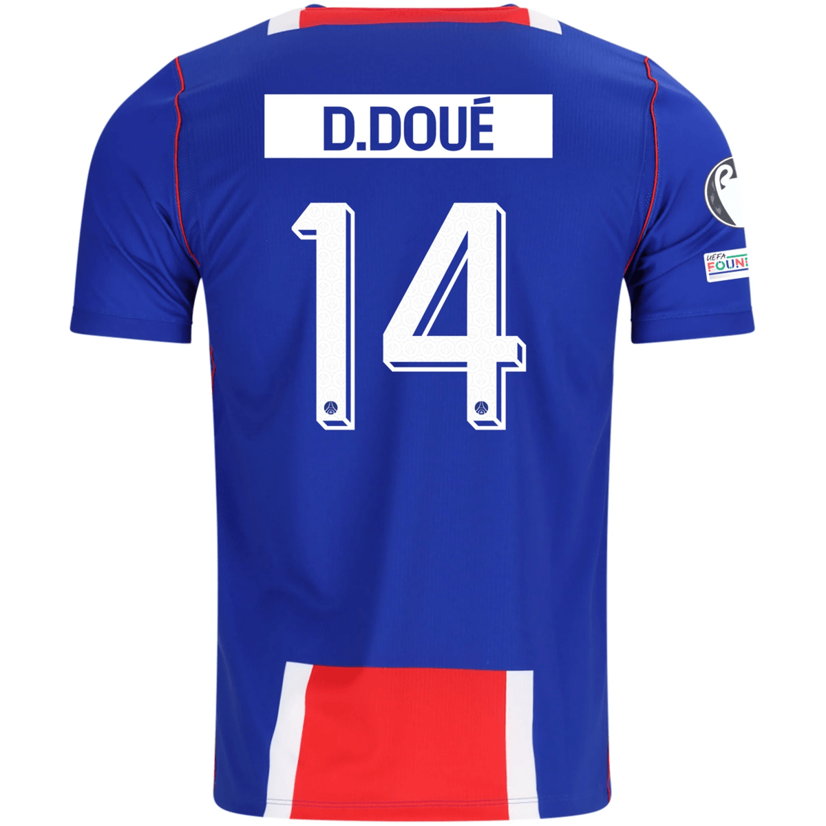 Nike Mens Paris Saint-Germain Désiré Doué Home Jersey w/ Champions League Patches 26/27 (Blue/White/Red) | SoccerWearhouse