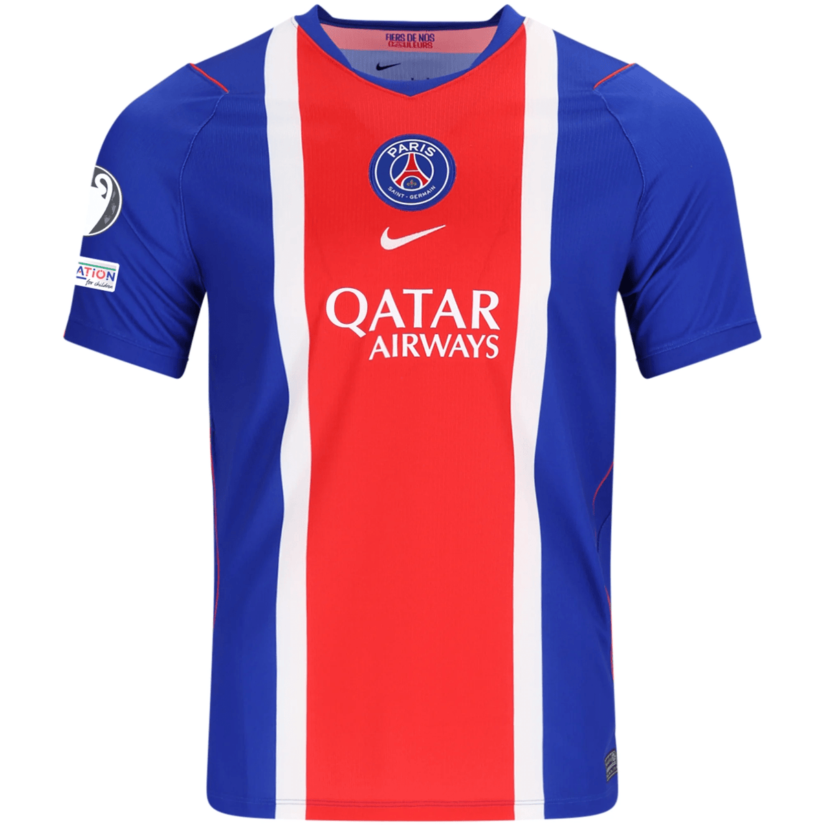 Nike Mens Paris Saint-Germain Désiré Doué Home Jersey w/ Champions League Patches 26/27 (Blue/White/Red) | SoccerWearhouse