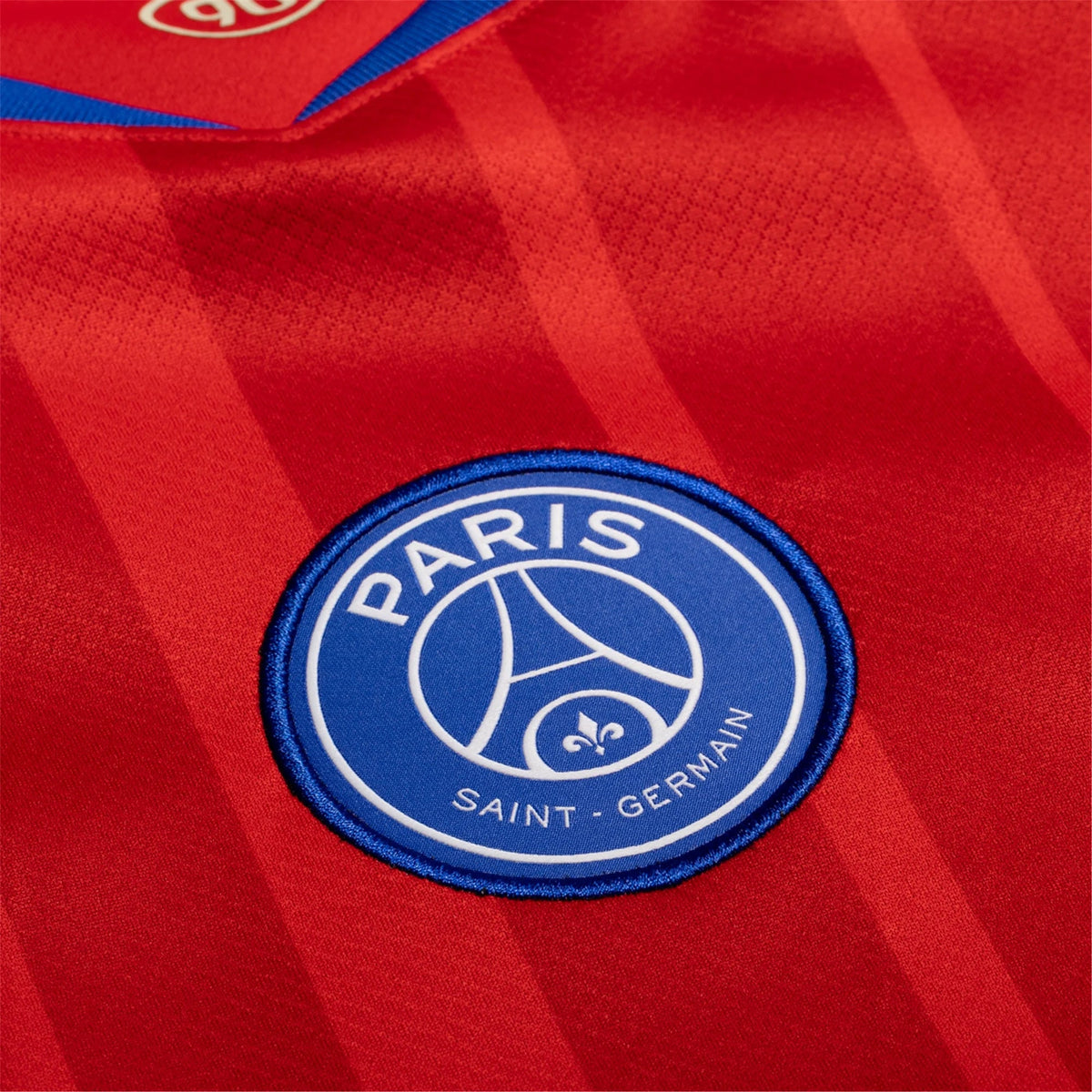Nike Men's Paris Saint - Germain João Neves T90 Third Jersey w/ Champions League Patches 25/26 (Sport Red/Hyper Royal) | SoccerWearhouse