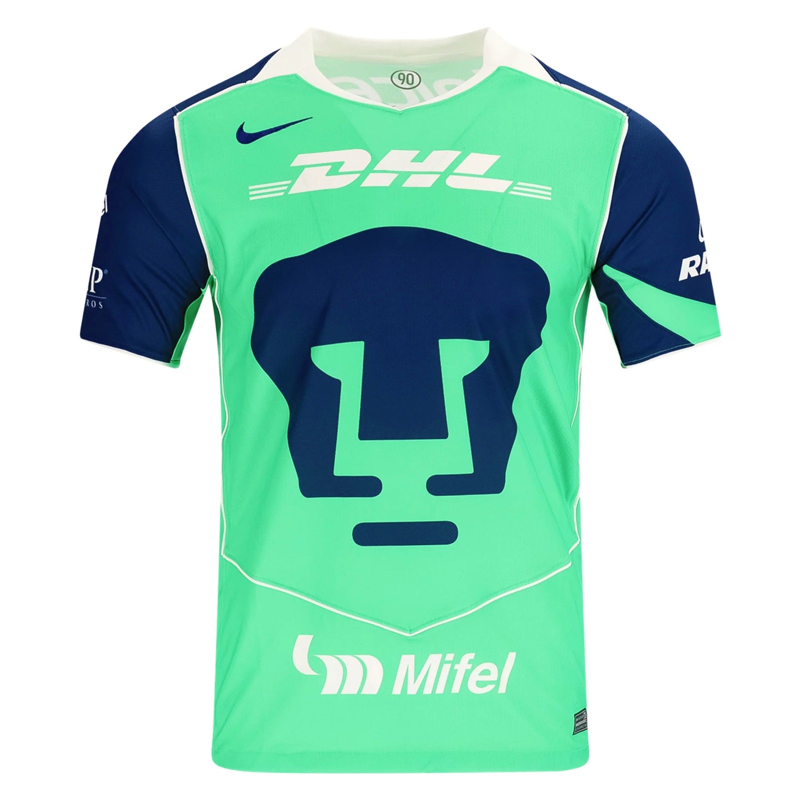 Nike Men's Pumas UNAM 25/26 T90 Third Jersey (Green Shock/Blue Void/White) | SoccerWearhouse