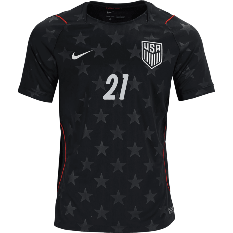 Nike Mens United States Tim Weah Away Stadium Jersey 2026 (Dark Obsidian/Pure Platinum)