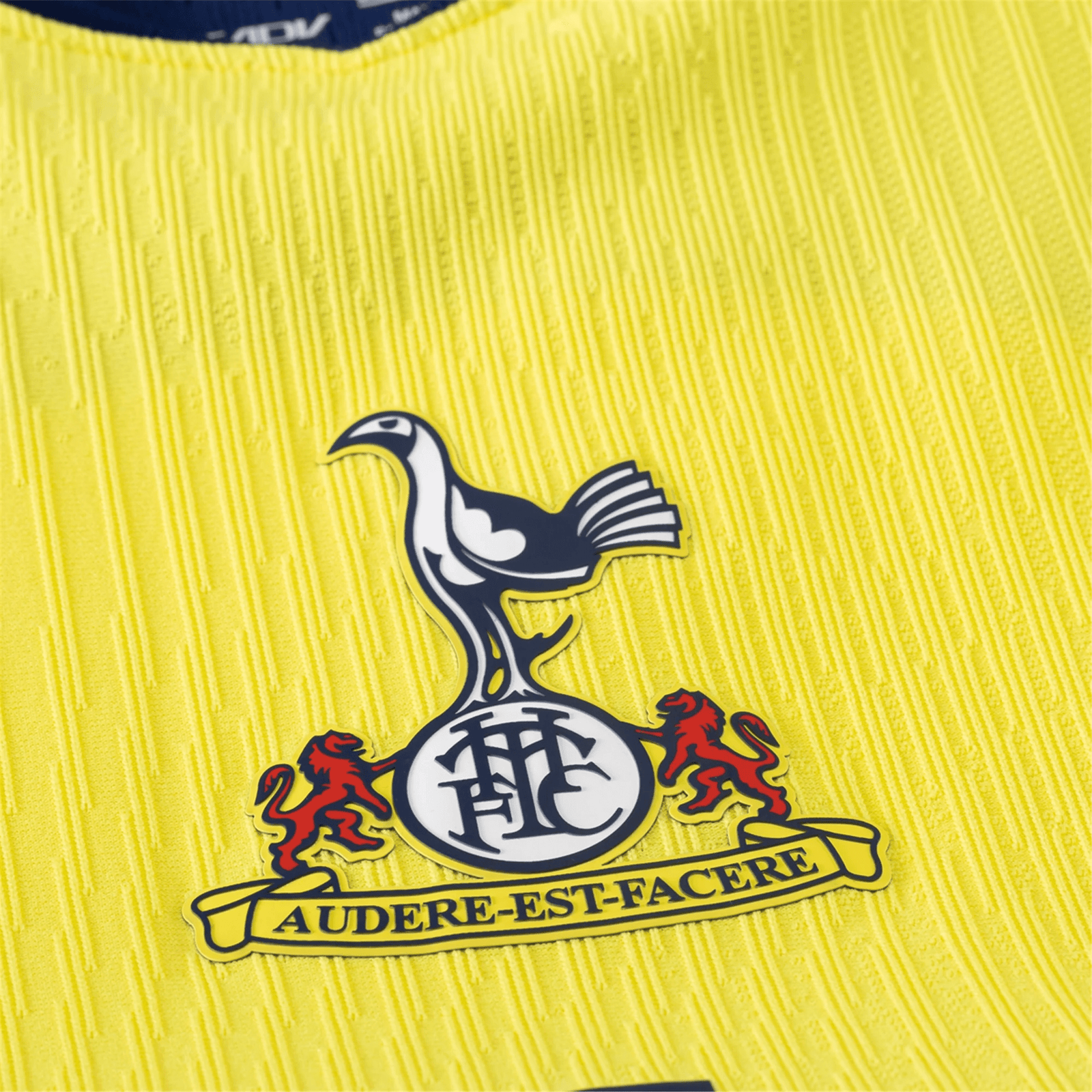 Nike Men's Tottenham Authentic James Maddison T90 Third Jersey w/ EPL + No Room For Racism 25/26 (Dynamic Yellow/Blue Void) | SoccerWearhouse