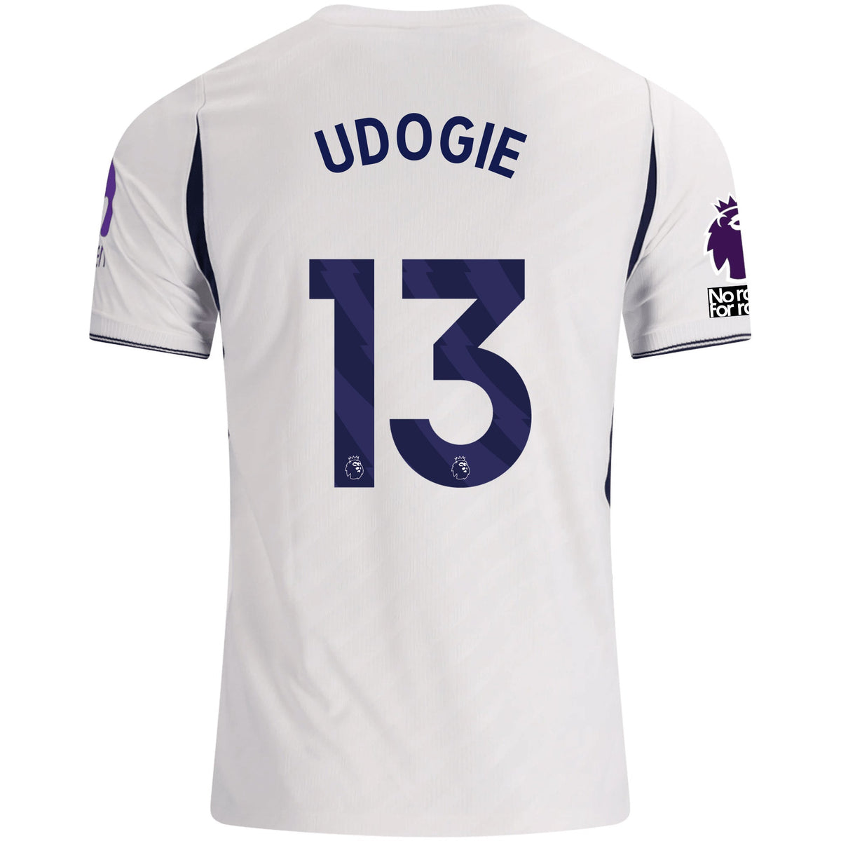 Nike Mens Tottenham Hotspur Destiny Udogie Home Jersey w/ EPL + No Room For Racism 26/27 (White) | SoccerWearhouse