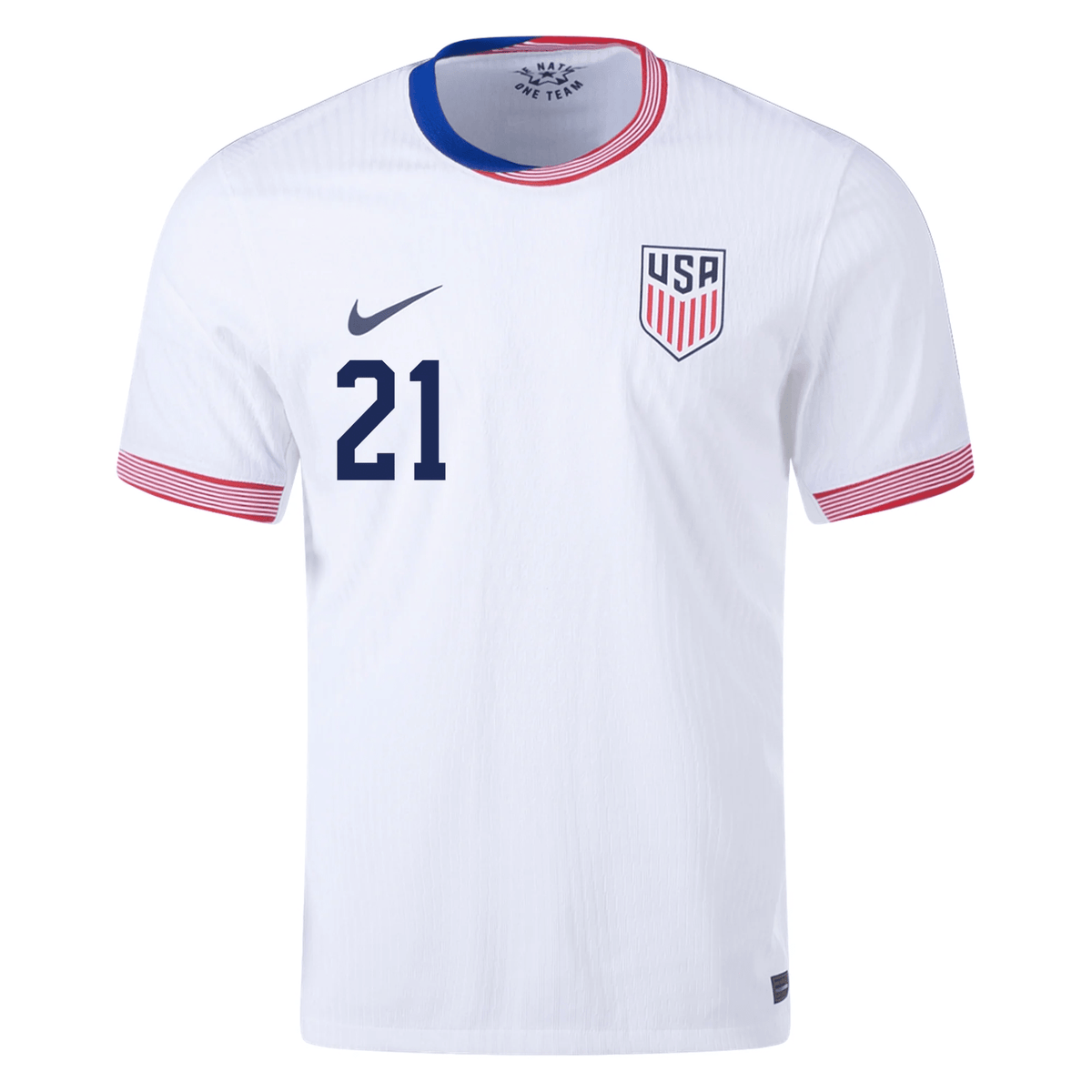 Nike Mens United States Authentic Timothy Weah Match Home Jersey 24/25 (White/Obsidian) | SoccerWearhouse