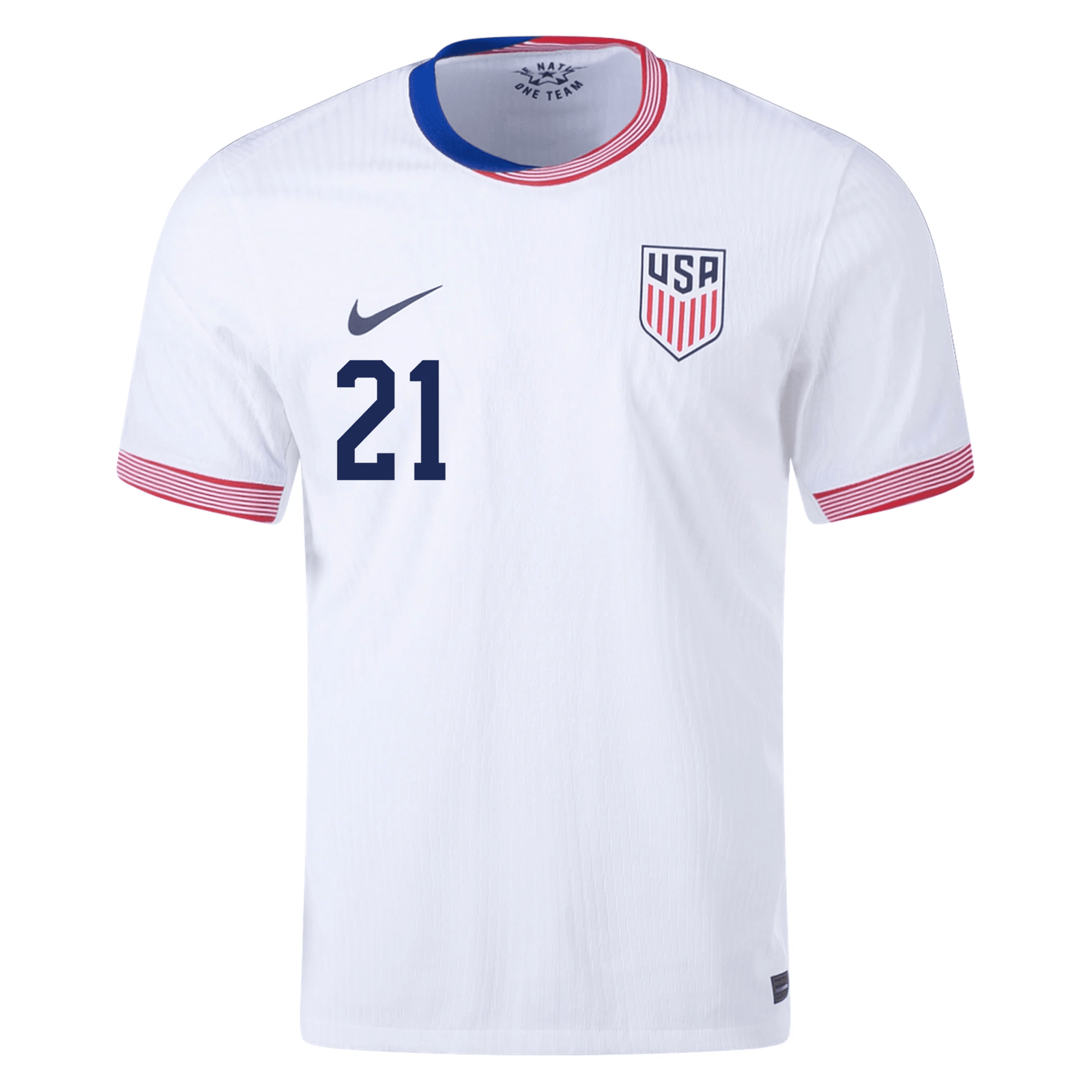Nike Mens United States Authentic Timothy Weah Match Home Jersey 24/25 (White/Obsidian) | SoccerWearhouse