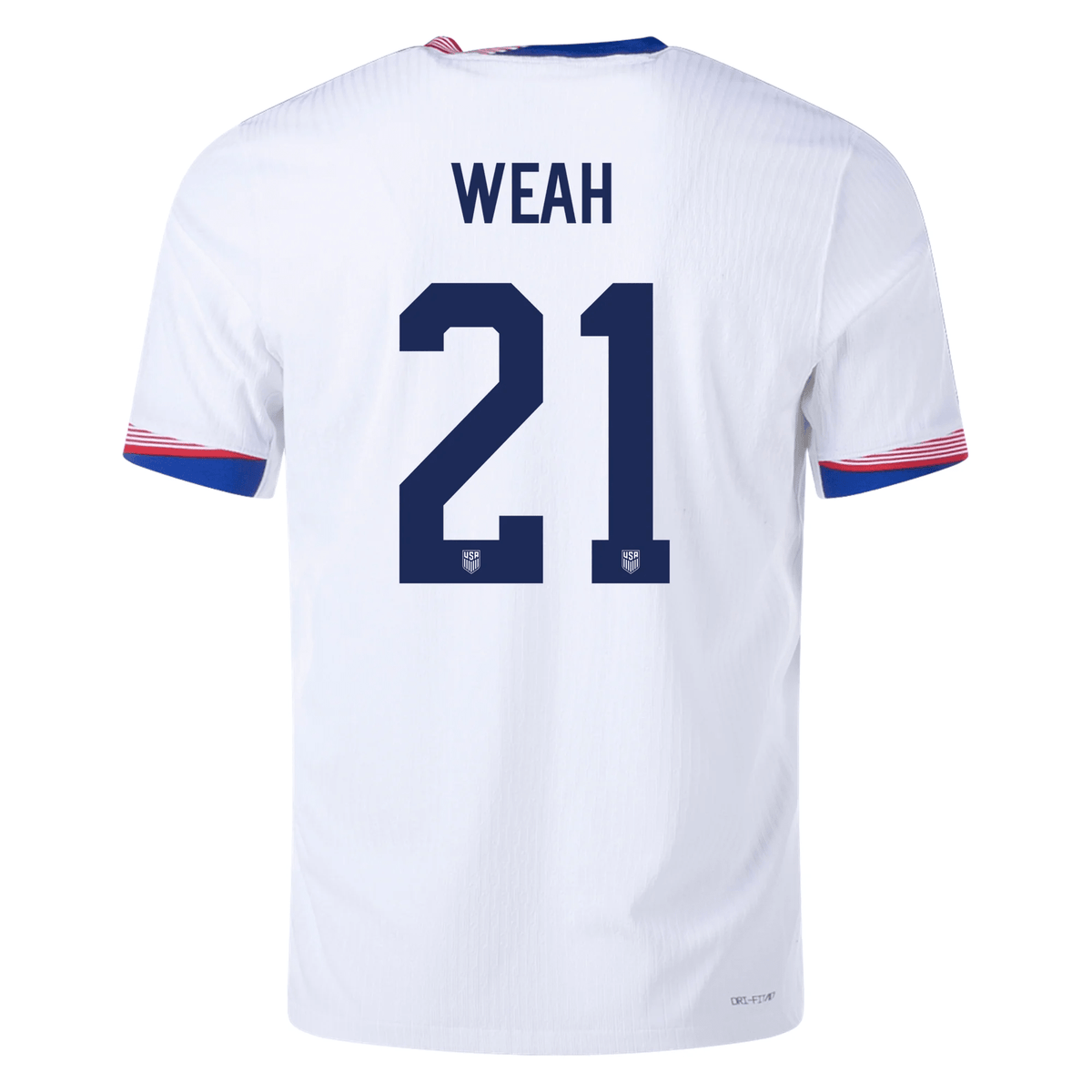 Nike Mens United States Authentic Timothy Weah Match Home Jersey 24/25 (White/Obsidian) | SoccerWearhouse