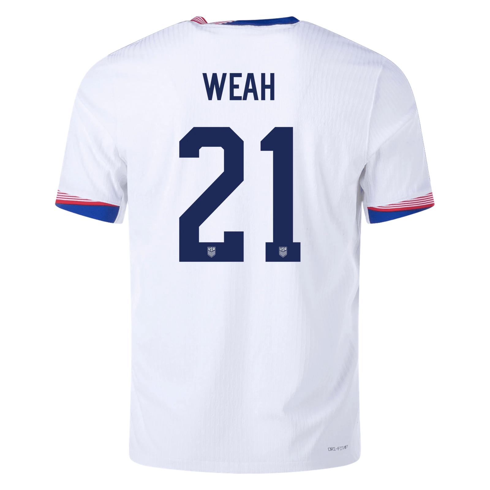 Nike Mens United States Authentic Timothy Weah Match Home Jersey 24/25 (White/Obsidian) | SoccerWearhouse