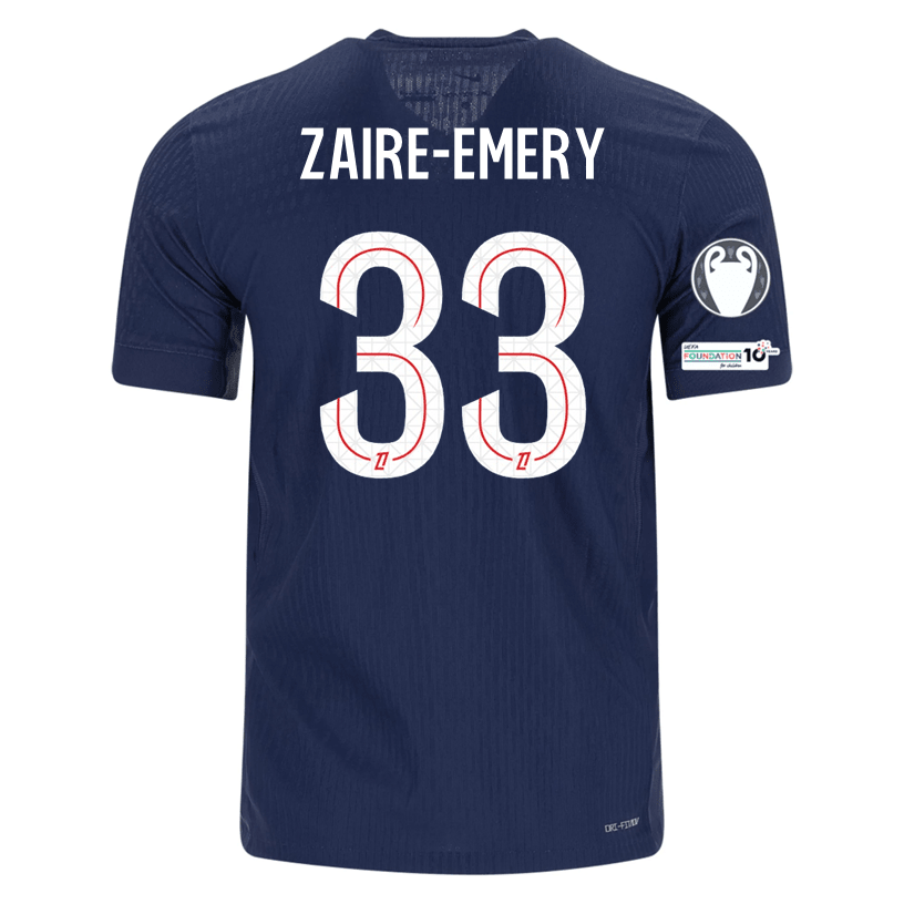 Nike Men's Zaire - Emery Paris Saint - Germain Authentic Home Jersey 25/26 w/ Champions League Patches (Navy) | SoccerWearhouse
