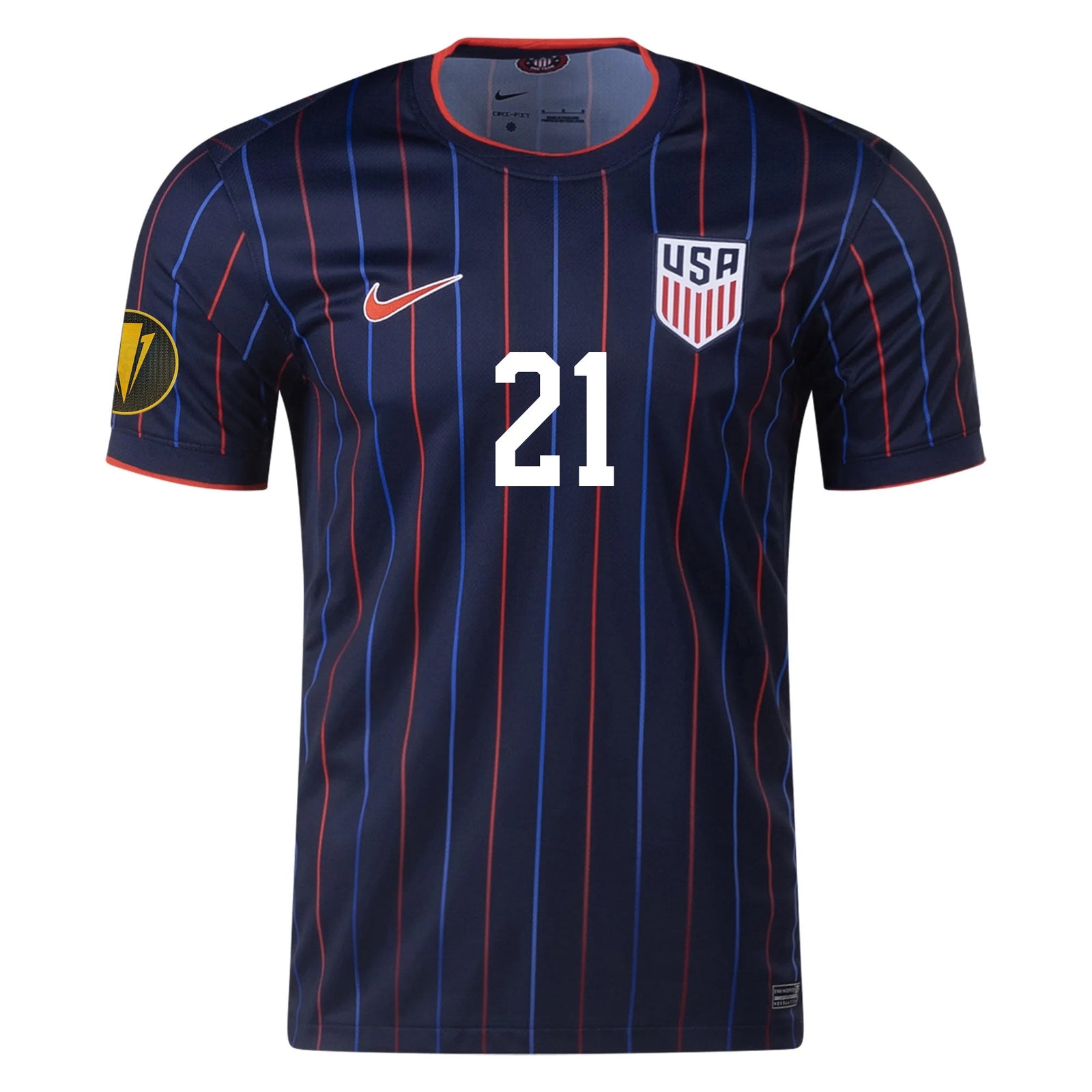 Nike Paxten Aaronson United States Away Jersey 25/26 w/ Gold Cup Patch 2025 (Obsidian/Challenge Red) | SoccerWearhouse