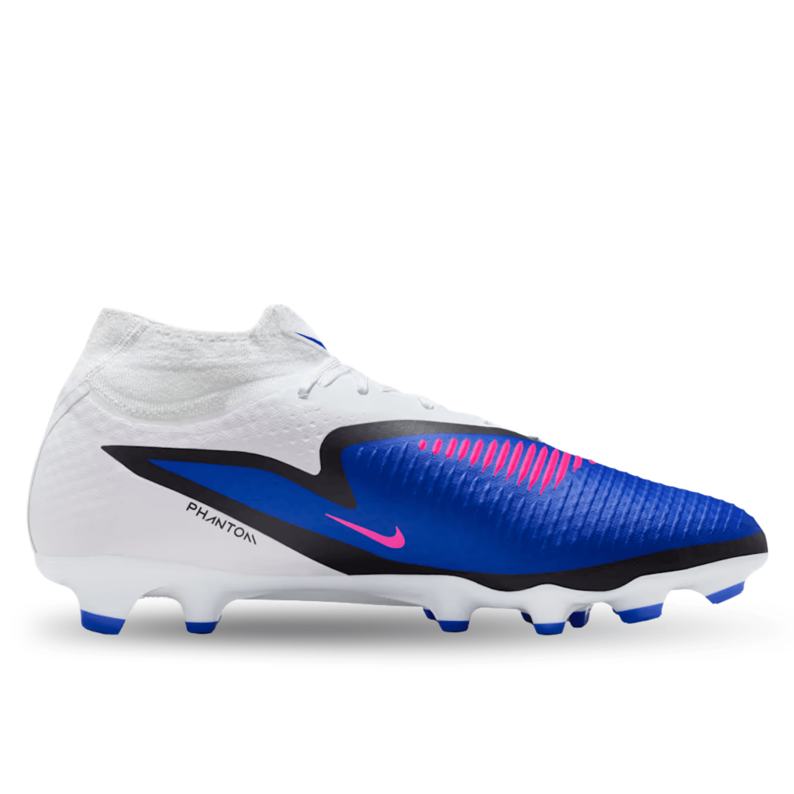 Nike Phantom 6 High Academy FG/MG Soccer Cleats (Racer Blue/Pink Blast/White) | SoccerWearhouse