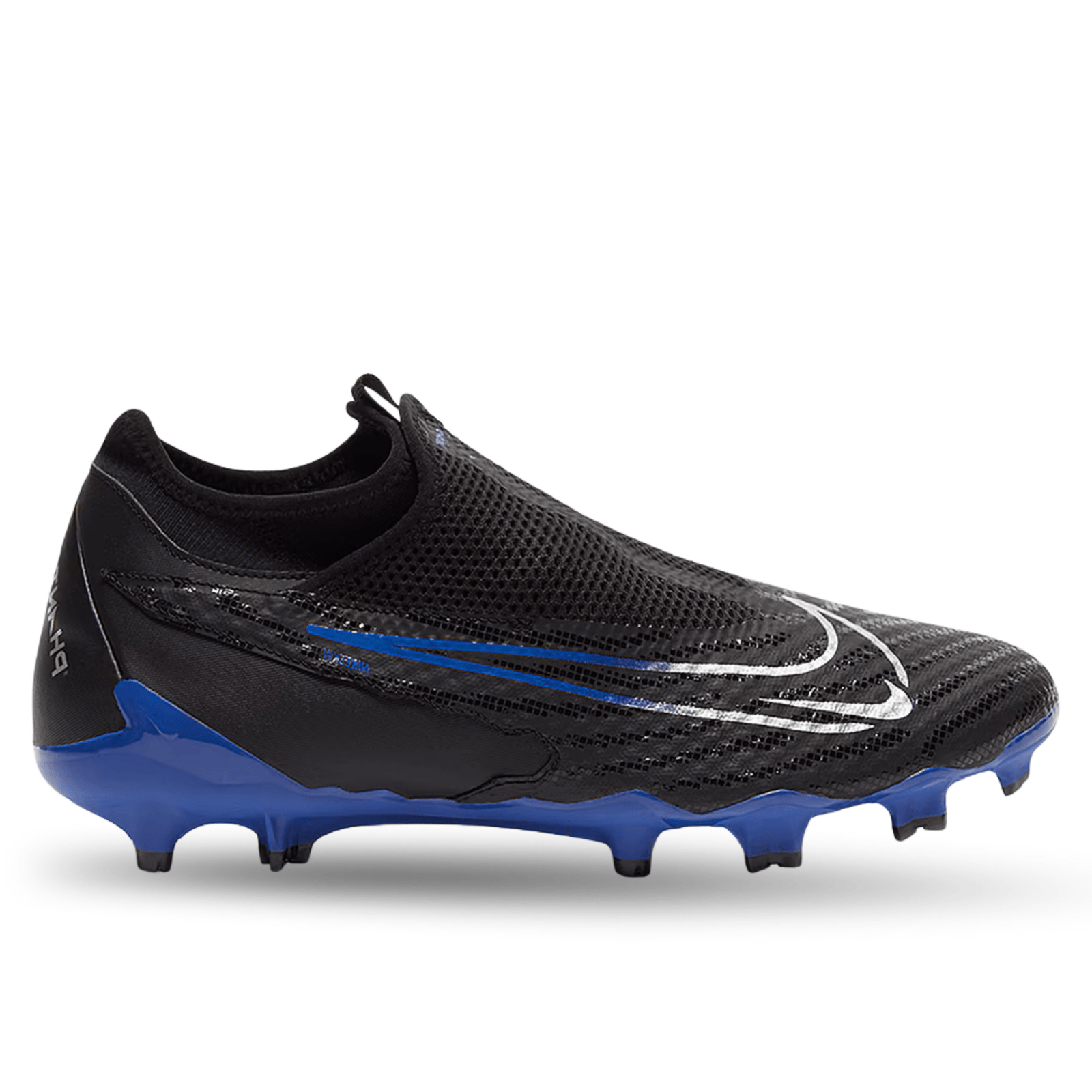 Nike Phantom GX Academy DF FG/MG Soccer Cleats (Black/Chrome - Hyper Royal) | SoccerWearhouse
