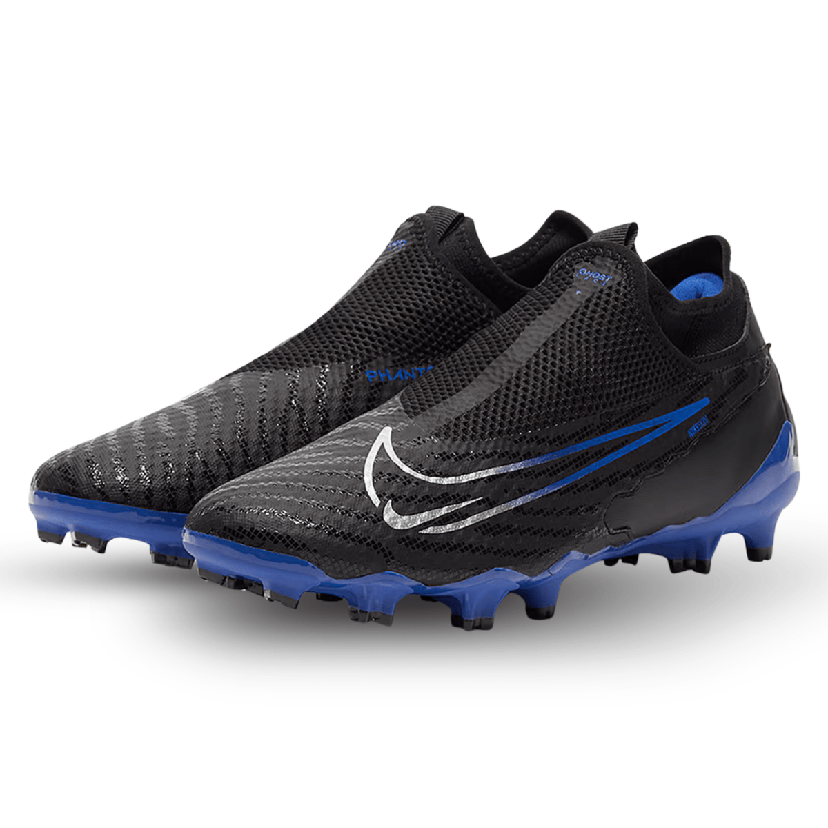 Nike Phantom GX Academy DF FG/MG Soccer Cleats (Black/Chrome - Hyper Royal) | SoccerWearhouse
