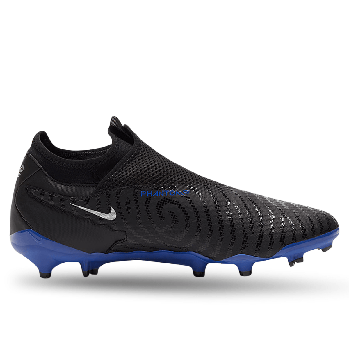 Nike Phantom GX Academy DF FG/MG Soccer Cleats (Black/Chrome - Hyper Royal) | SoccerWearhouse