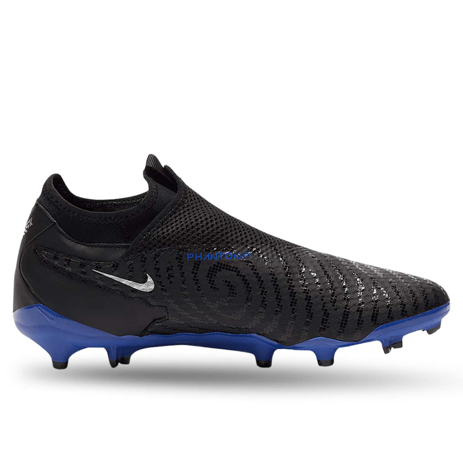 Nike Phantom GX Academy DF FG/MG Soccer Cleats (Black/Chrome - Hyper Royal) | SoccerWearhouse