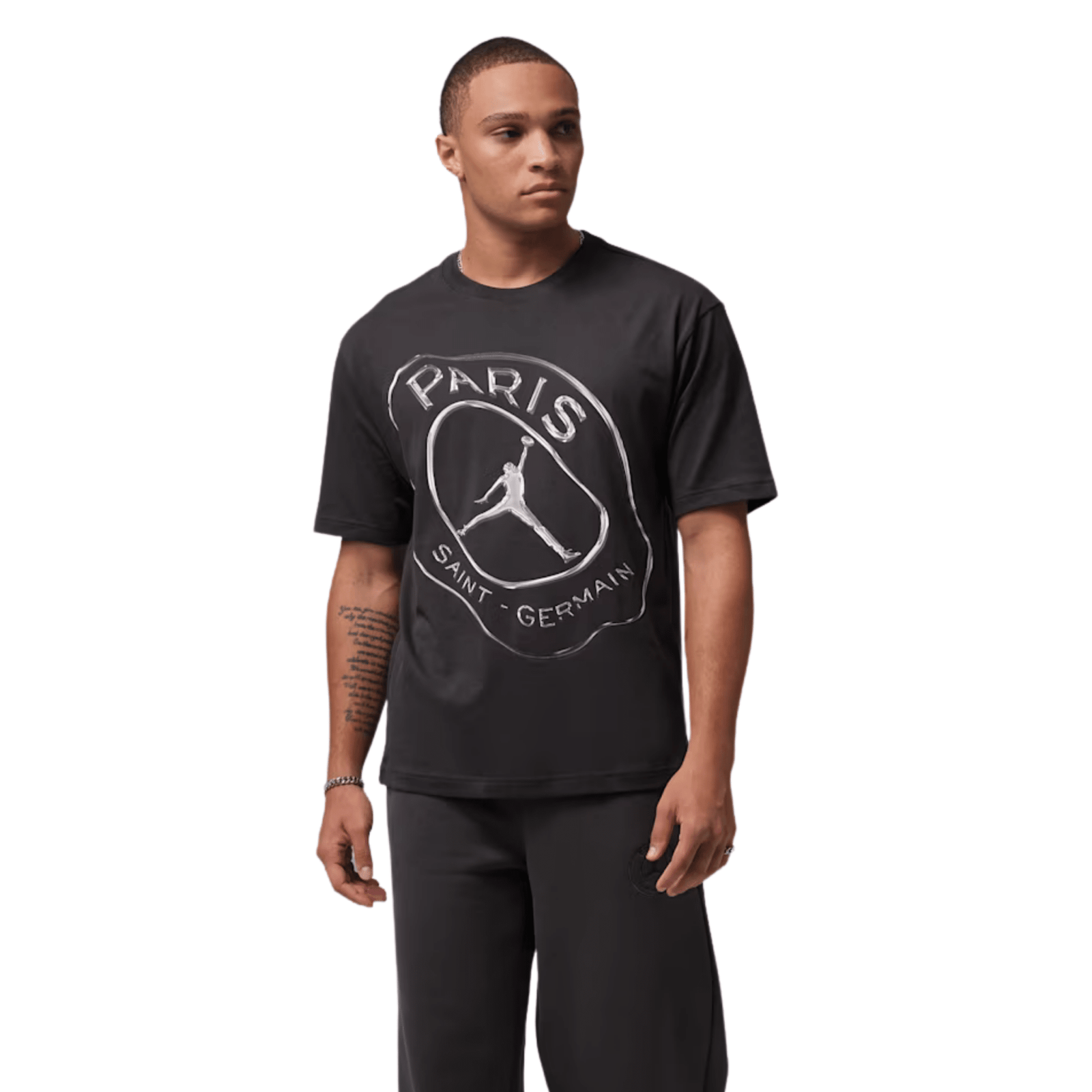 Nike PSG Practice Soccer T-Shirt 25/26 (Oil Grey/White) | SoccerWearhouse