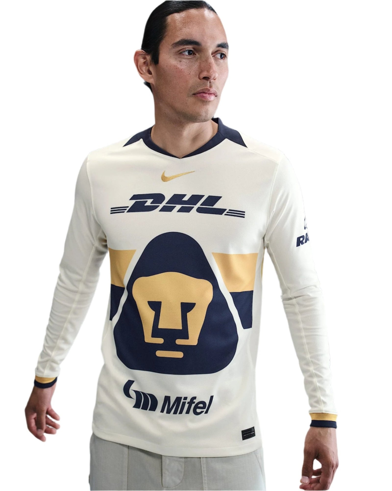 Nike Pumas UNAM 25/26 Long Sleeve Home Jersey (Sail/Club Gold) | SoccerWearhouse
