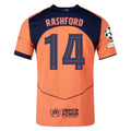 Nike Rashford Men's FC Barcelona T90 Third Jersey 25/26 w/ Champions League Patches (Mango/Navy)