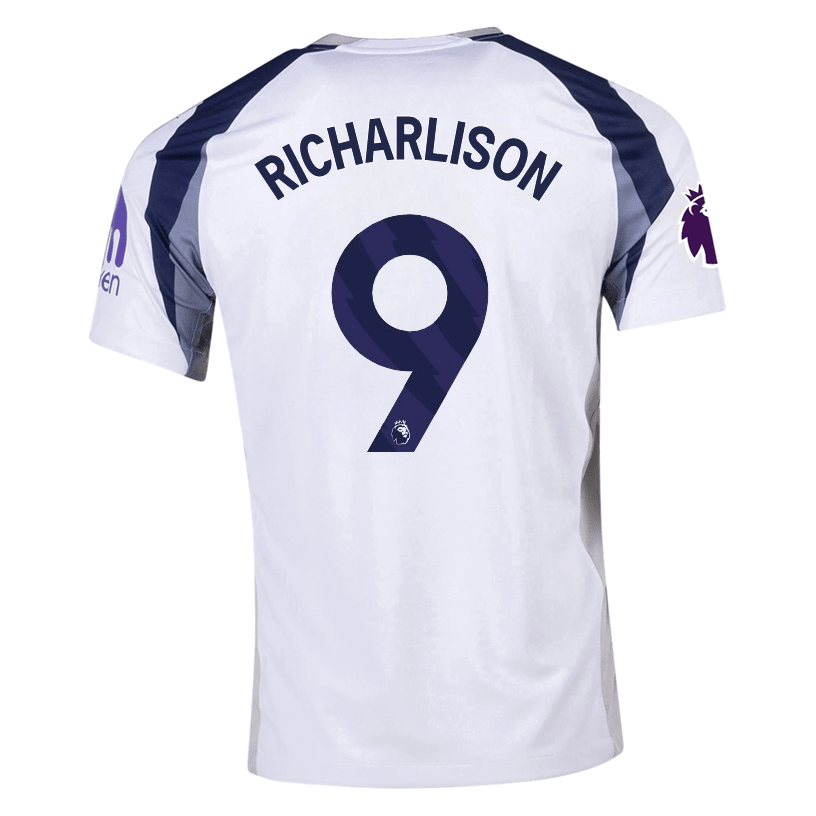 Nike Richarlison Tottenham Hotspurs Home Jersey w/ EPL + No Room For Racism Patch 25/26 (White/Iron/Binary Blue) | SoccerWearhouse