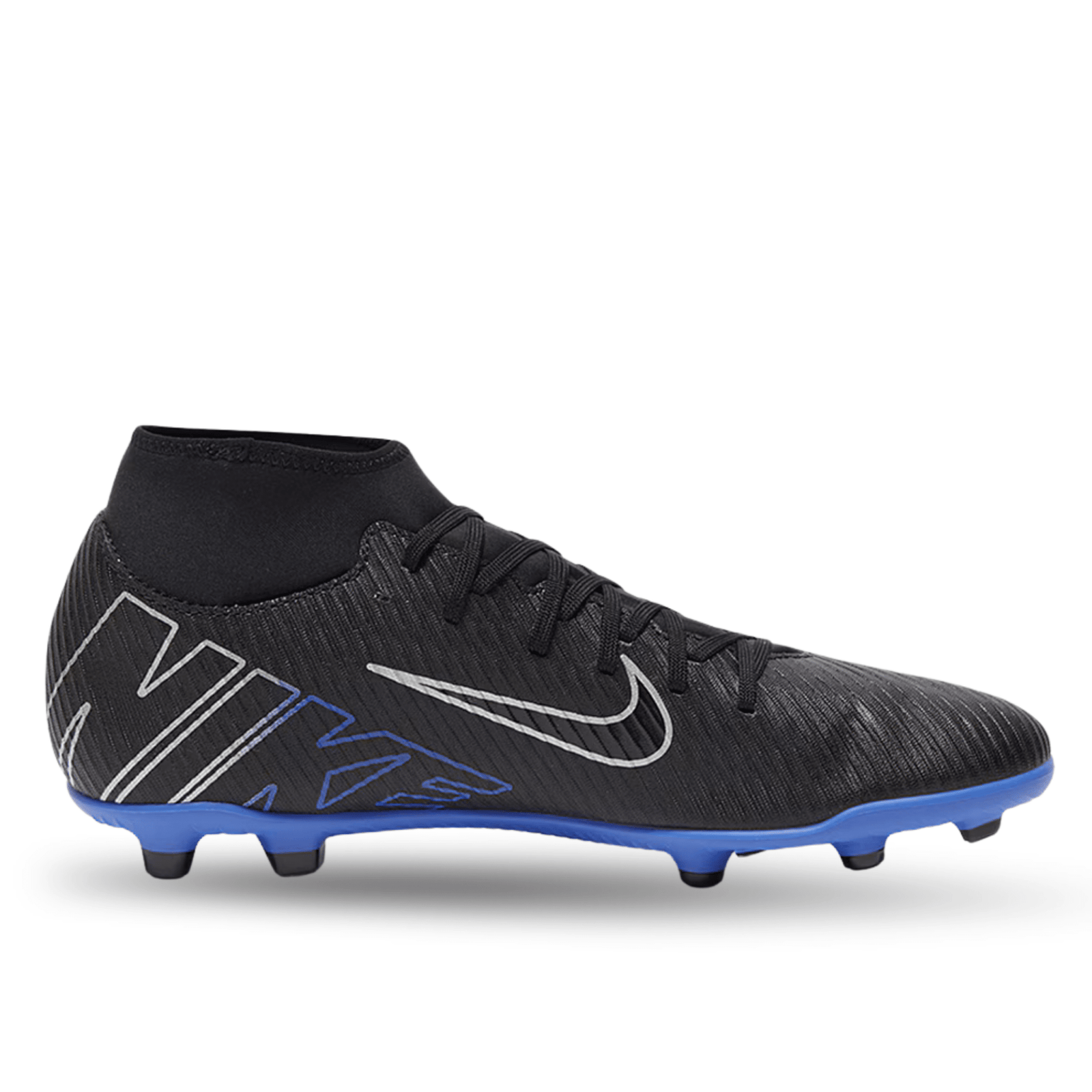 Nike Superfly 9 Club FG/MG Soccer Cleats (Black/Chrome - Hyper Royal) | SoccerWearhouse