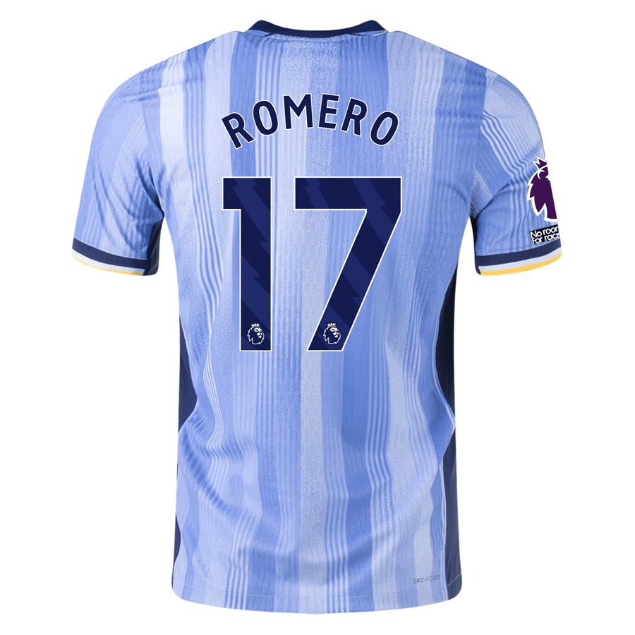 Nike Tottenham Cristian Romero Authentic Away Jersey w/ EPL + No Room For Racism Patches 24/25 (Cobalt Bliss/Binary Blue) | SoccerWearhouse