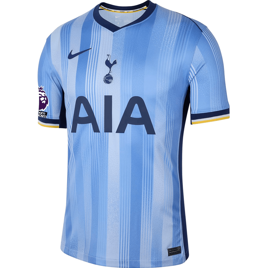 Nike Tottenham Cristian Romero Away Jersey w/ EPL + No Room For Racism Patches 24/25 (Cobalt Bliss/Binary Blue) | SoccerWearhouse