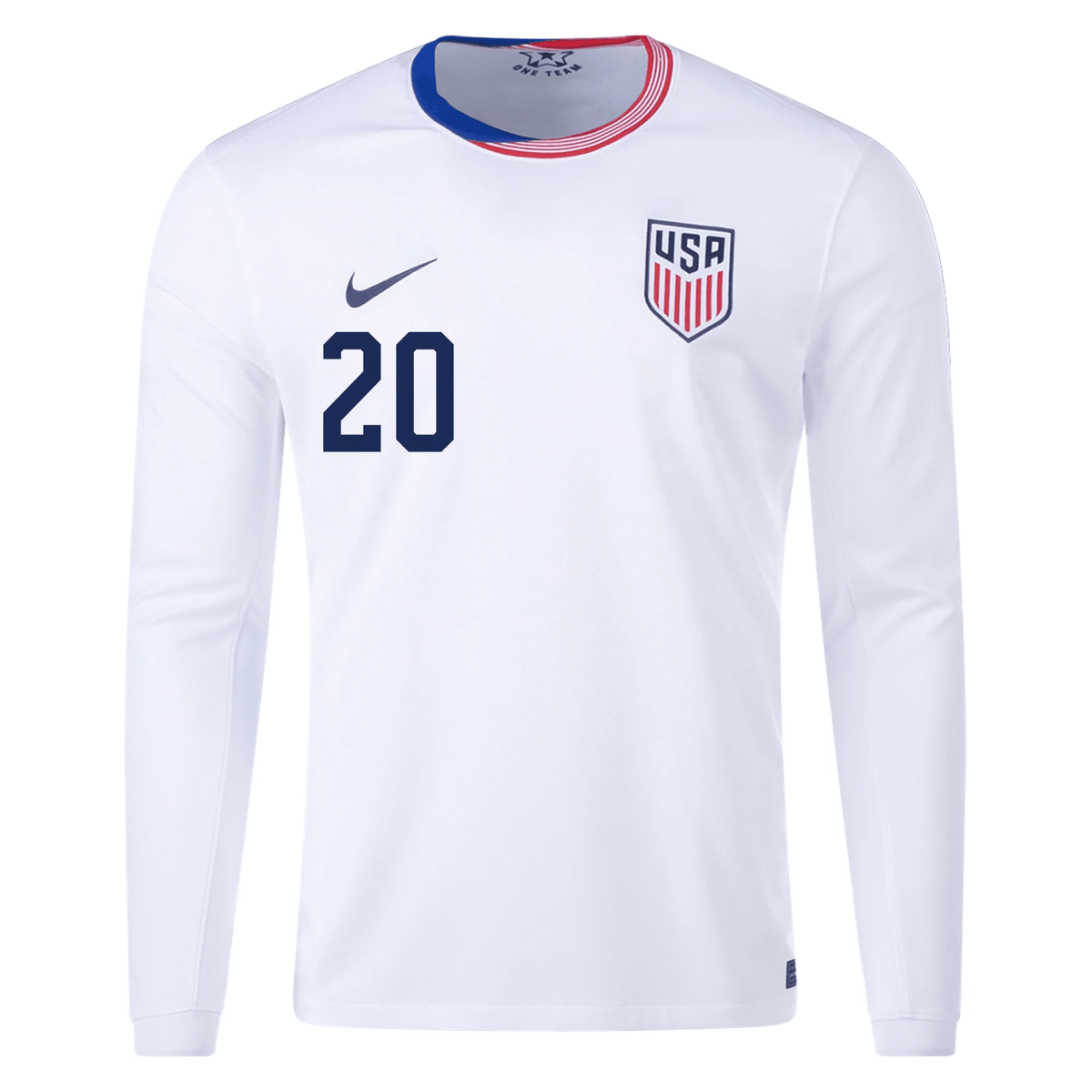 Nike United States Folarin Balogun Long Sleeve Home Jersey 24/25 (White) | SoccerWearhouse