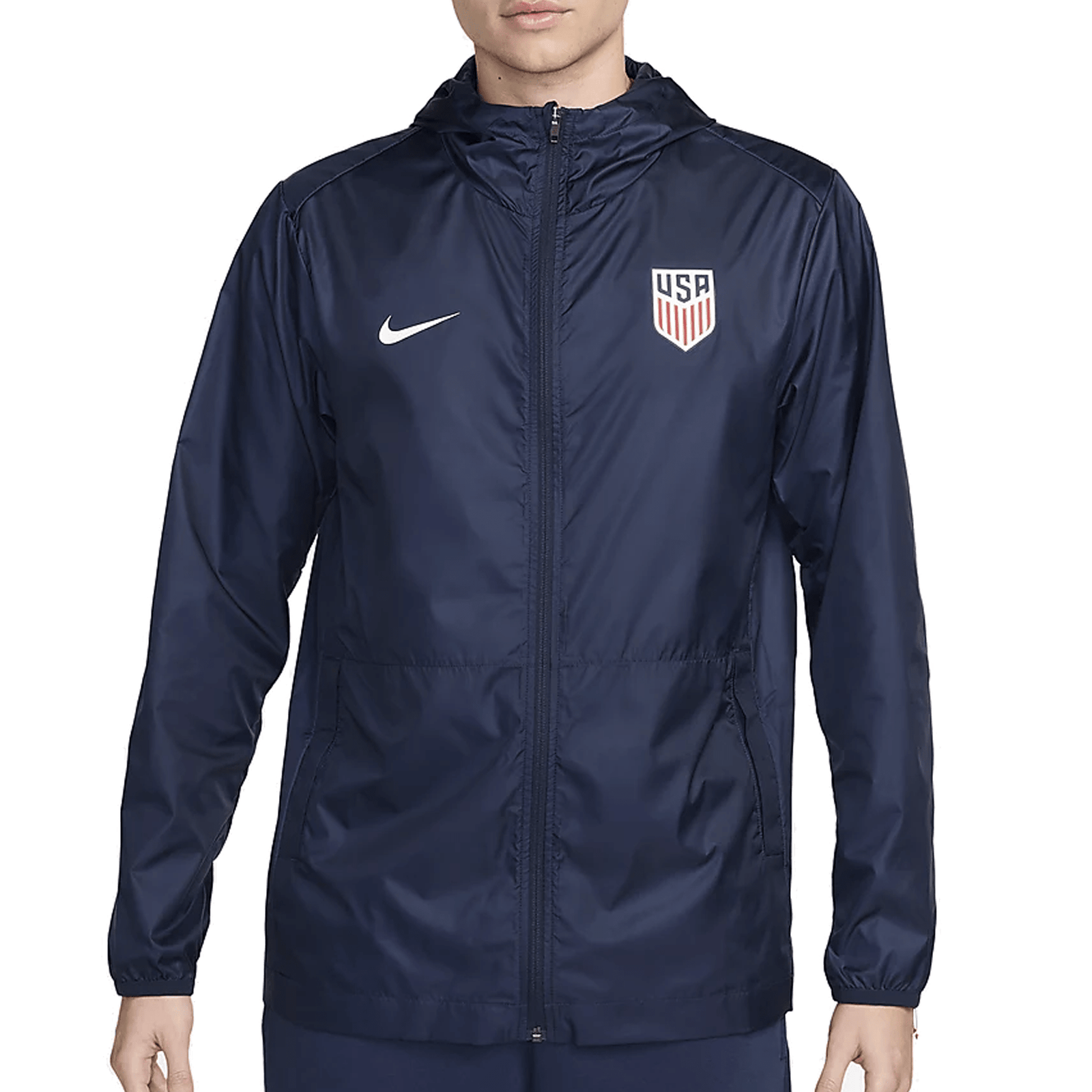 Nike United States Rain Hoodie Jacket 24/25 (Navy) | SoccerWearhouse