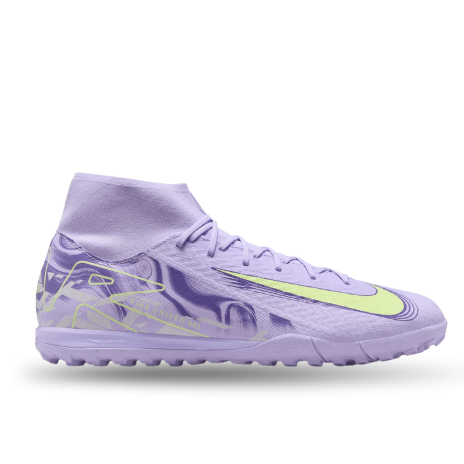 Nike United Zoom Superfly 10 Academy Turf Soccer Shoes (Purple Agate/Barely Volt) | SoccerWearhouse