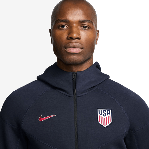 Nike USA 25/26 Tech Fleece Windrunner Jacket (Obsidian/Challenge Red) | SoccerWearhouse