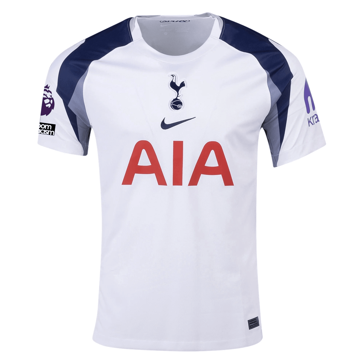 Nike Van de ven Tottenham Hotspurs Home Jersey w/ EPL + No Room For Racism Patch 25/26 (White/Iron/Binary Blue) | SoccerWearhouse