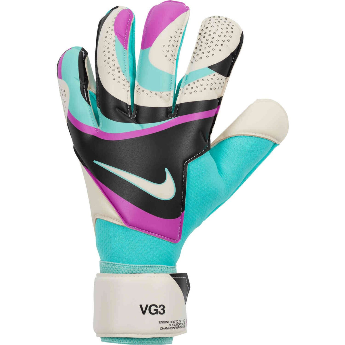 Nike Vapor Grip3 Goalkeeper Gloves (Black/Hyper Turq/Rush Fuschia/White) | SoccerWearhouse