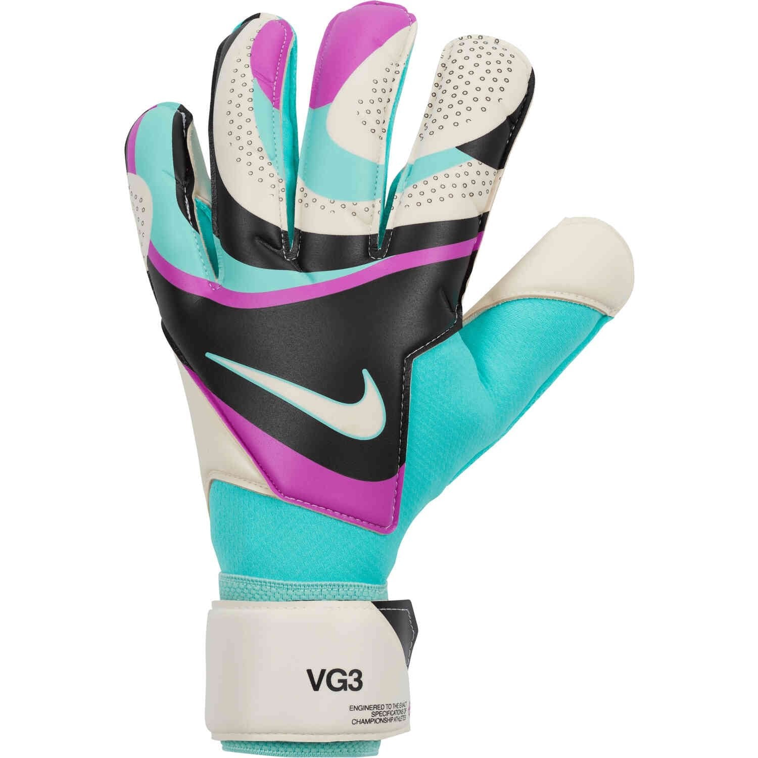 Nike Vapor Grip3 Goalkeeper Gloves (Black/Hyper Turq/Rush Fuschia/White) | SoccerWearhouse