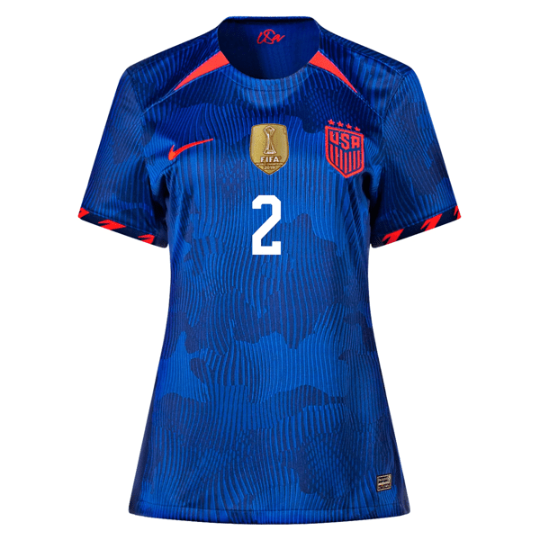 Nike Womens United States Ashley Sanchez 4 Star Away Jersey 23/24 w/ 2019 World Cup Champion Patch (Hyper Royal/Loyal Blue) | SoccerWearhouse