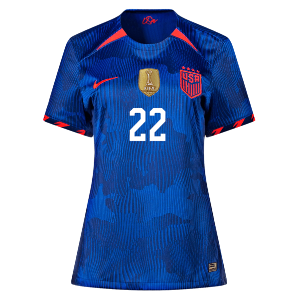 Nike Womens United States Kristie Mewis 4 Star Away Jersey 23/24 w/ 2019 World Cup Champion Patch (Hyper Royal/Loyal Blue) | SoccerWearhouse