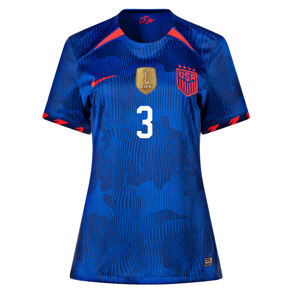 Nike Womens United States Sofia Huerta 4 Star Away Jersey 23/24 w/ 2019 World Cup Champion Patch (Hyper Royal/Loyal Blue) | SoccerWearhouse