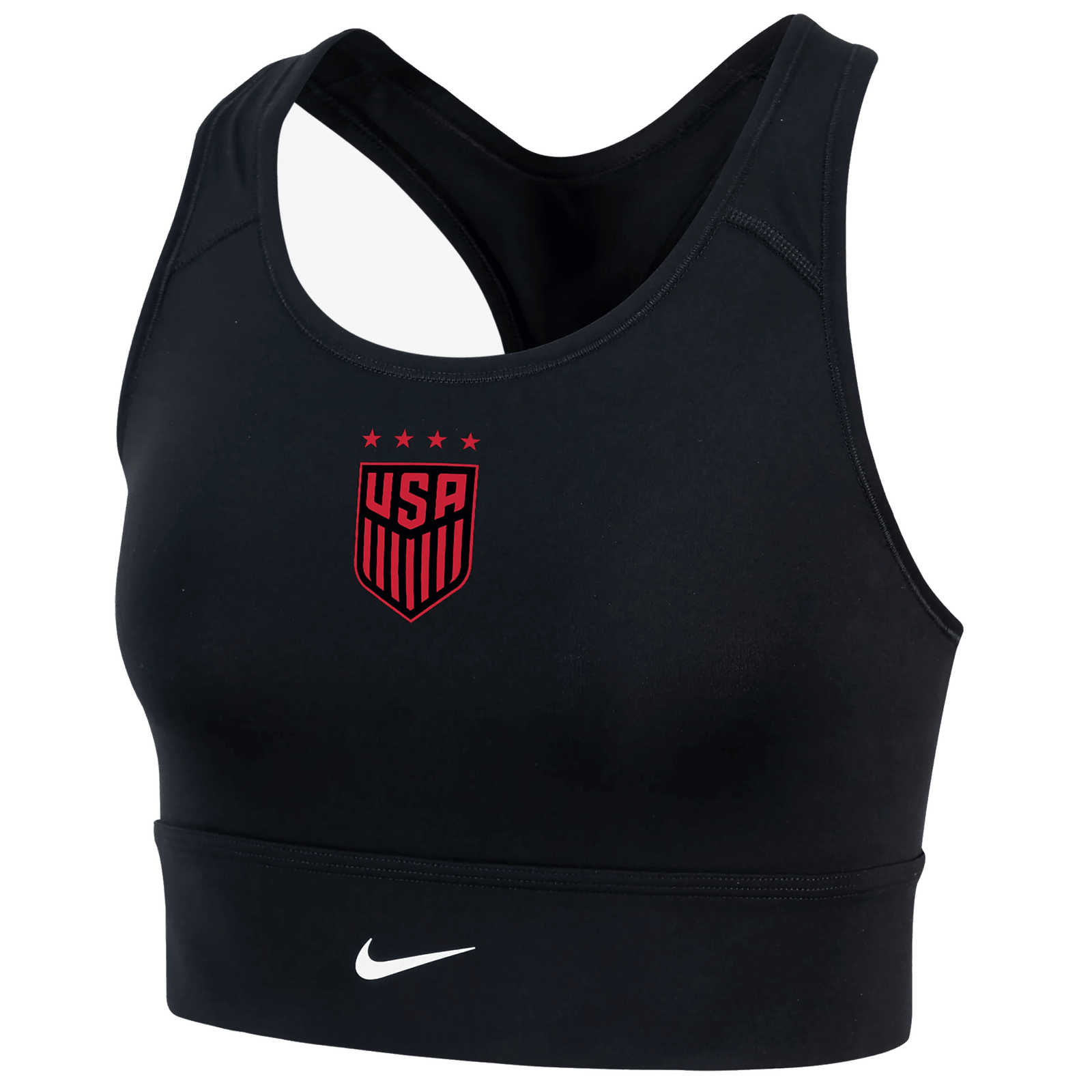 Nike Womens United States USWNT Longline Sports Bra (Black/Speed Red) | SoccerWearhouse