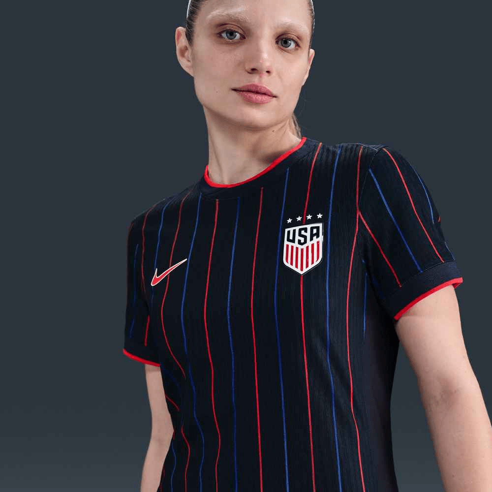 Nike Womens USA 25/26 Away 4 Star Match Authentic Jersey 452 (Obsidian/Challenge Red) | SoccerWearhouse