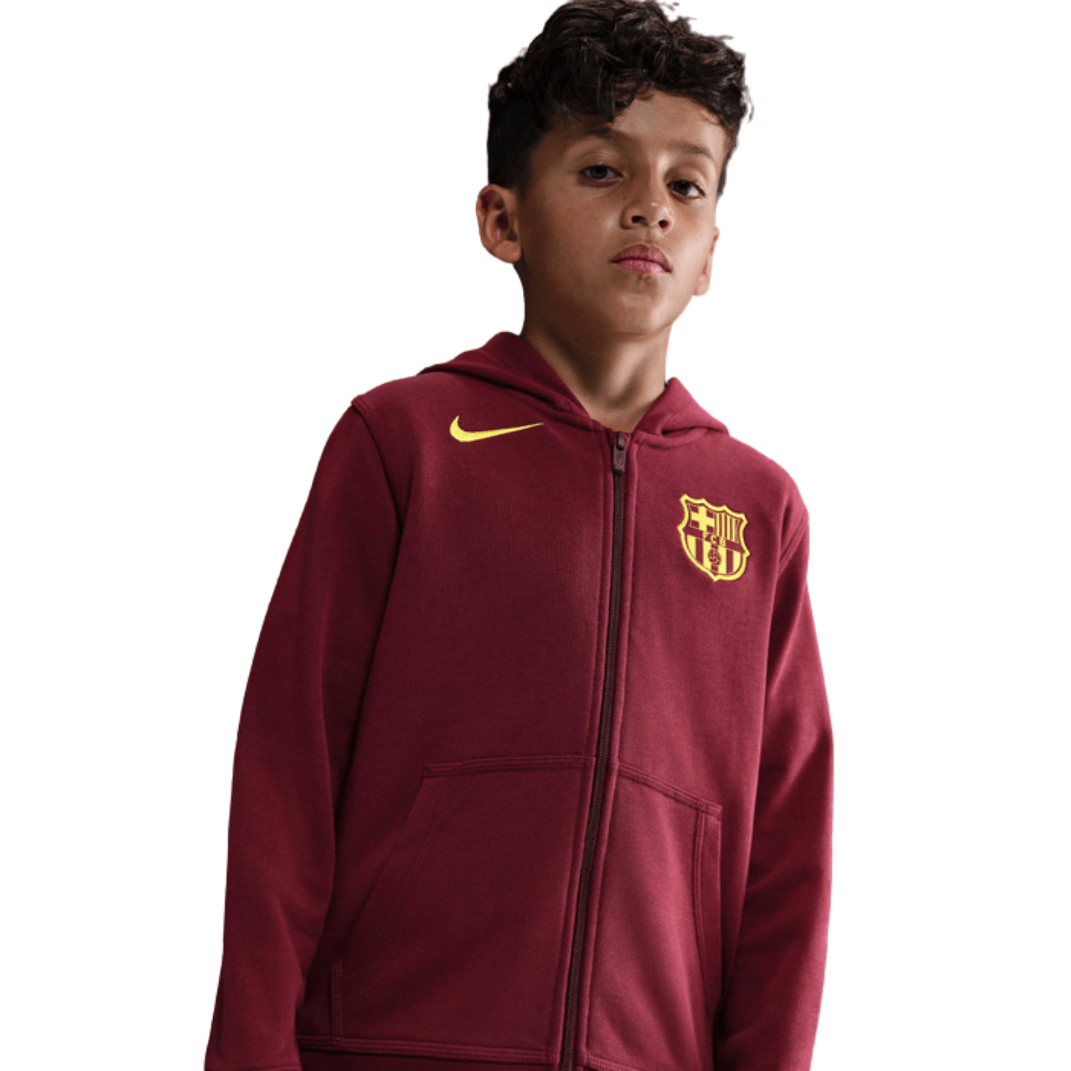 Nike Youth Barcelona 25/26 Club Hoodie (Maroon) | SoccerWearhouse