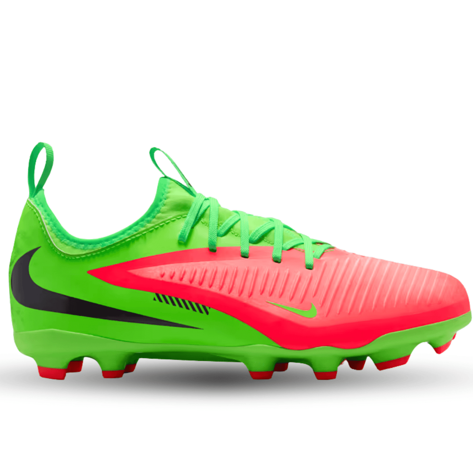 Nike Youth Jr Phantom 6 Low Academy EH FG/MG Soccer Cleats (Hot Punch/Black/Green Strike) | SoccerWearhouse