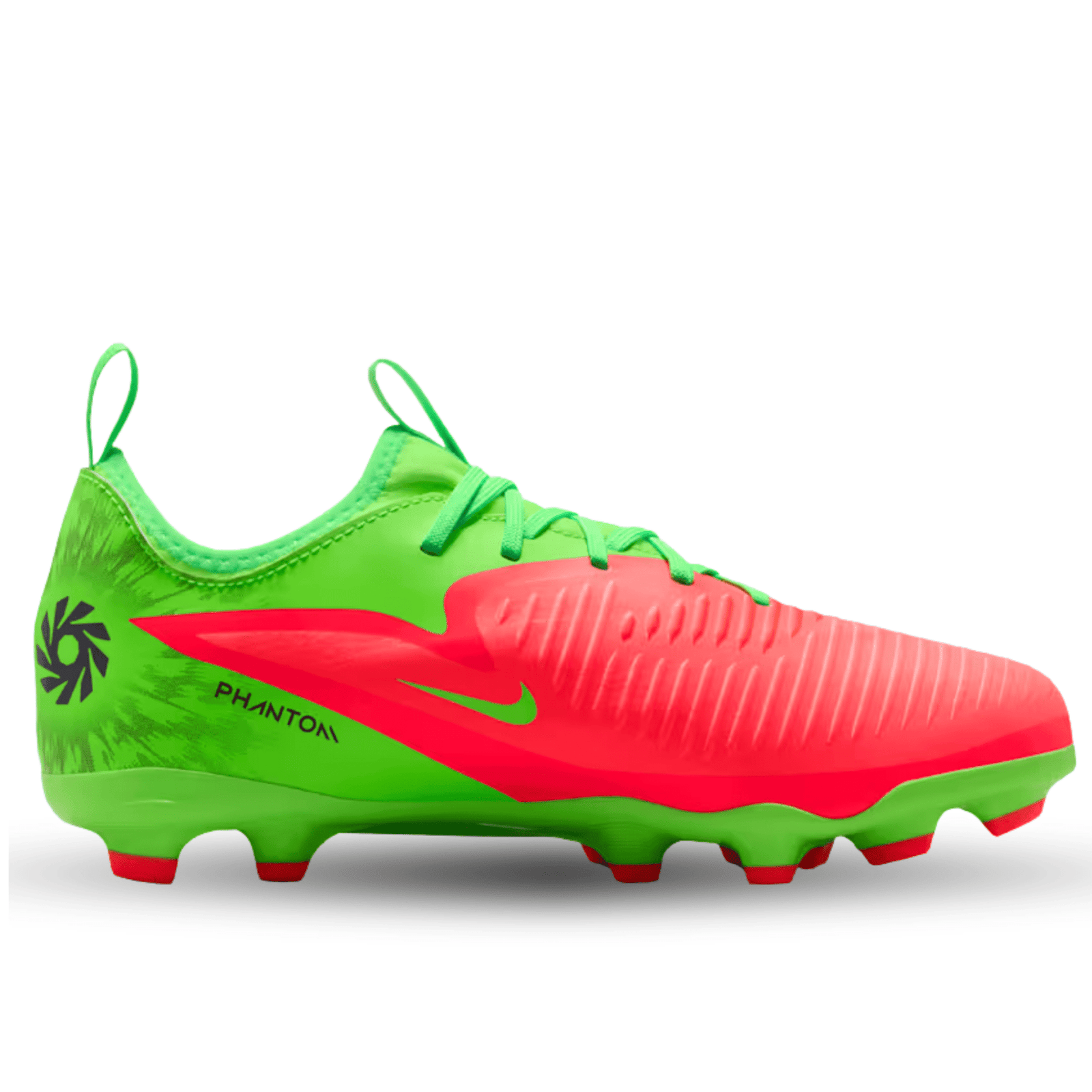 Nike Youth Jr Phantom 6 Low Academy EH FG/MG Soccer Cleats (Hot Punch/Black/Green Strike) | SoccerWearhouse