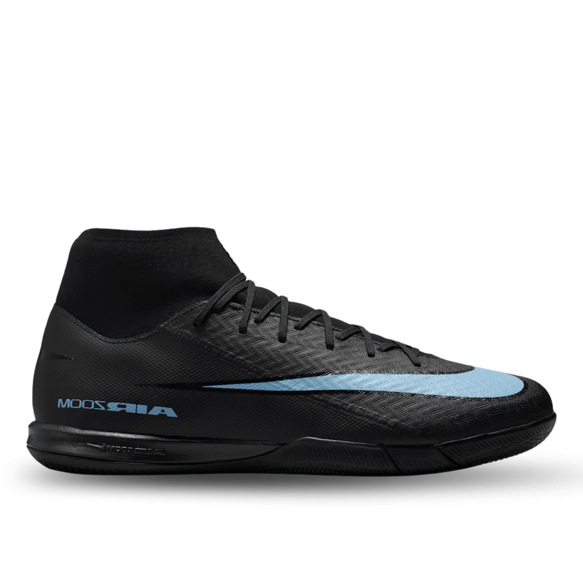 Nike Zoom Mercurial Superfly 10 Academy Indoor Soccer Shoes (Black/Ice Blue) | SoccerWearhouse