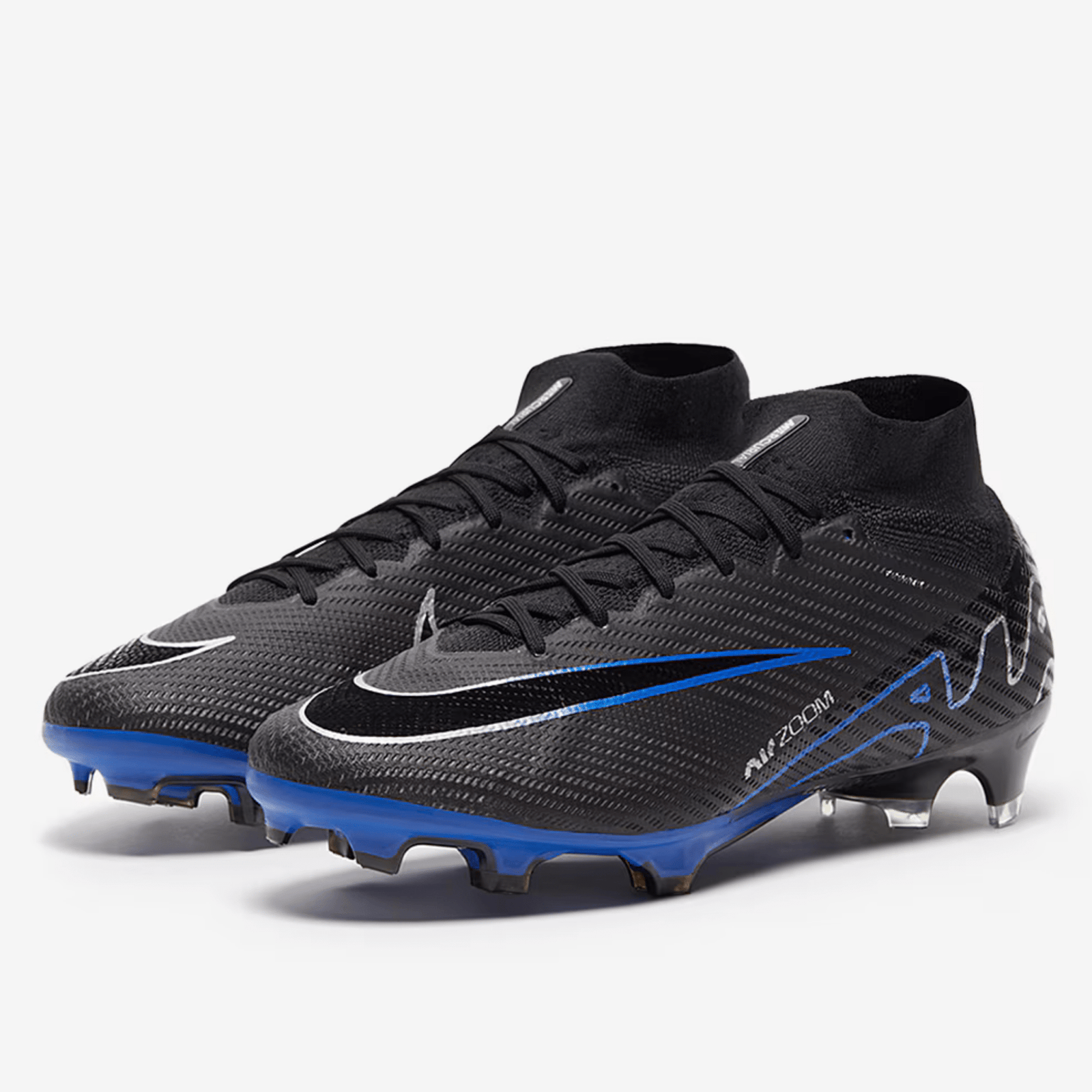 Nike Zoom Mercurial Superfly 9 Elite Firm Ground Firm Ground Soccer Cleat (Black/Chrome/Hyper Royal) | SoccerWearhouse