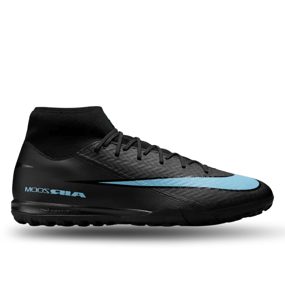Nike Zoom Superfly 10 Academy Turf Soccer Shoes (Black/Ice Blue) | SoccerWearhouse