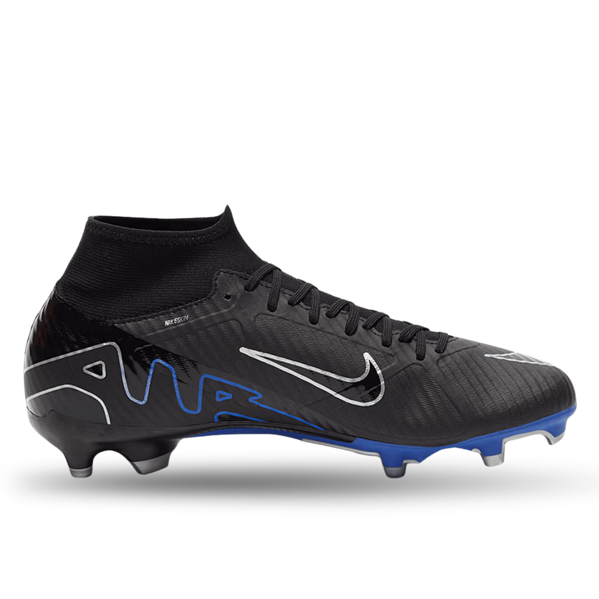 Nike Zoom Superfly 9 Academy FG/MG Soccer Cleats (Black/Chrome - Hyper Royal) | SoccerWearhouse