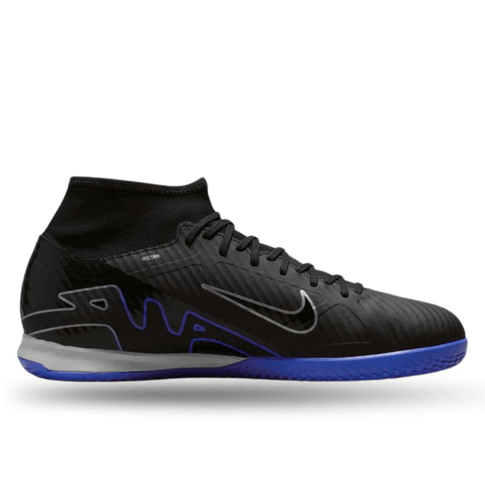 Nike Zoom Superfly 9 Academy Indoor Soccer Shoes (Black/Chrome - Hyper Royal) | SoccerWearhouse