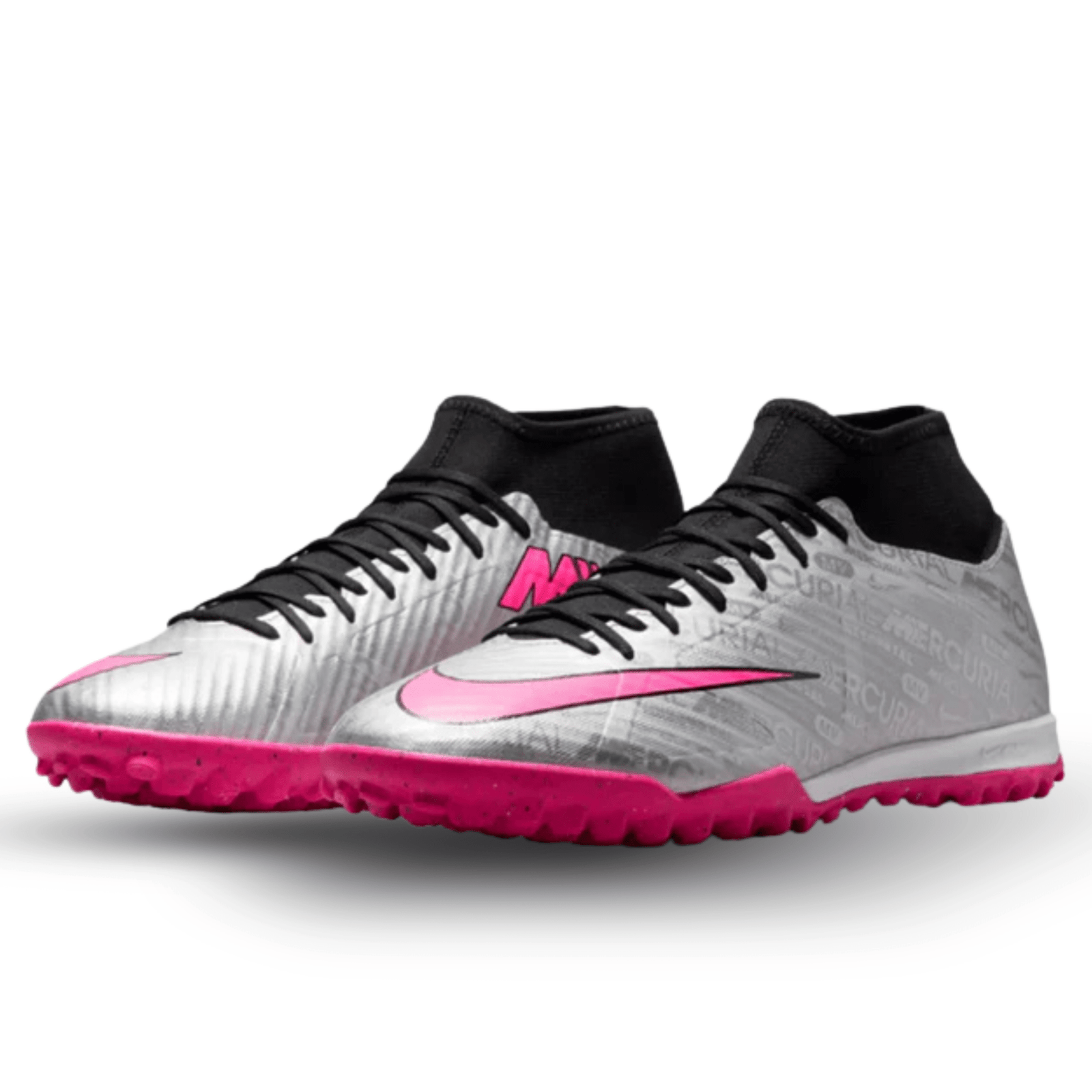 Nike Zoom Superfly 9 Academy XXV Turf Soccer Shoes (Metallic Silver/Hyper Pink) | SoccerWearhouse
