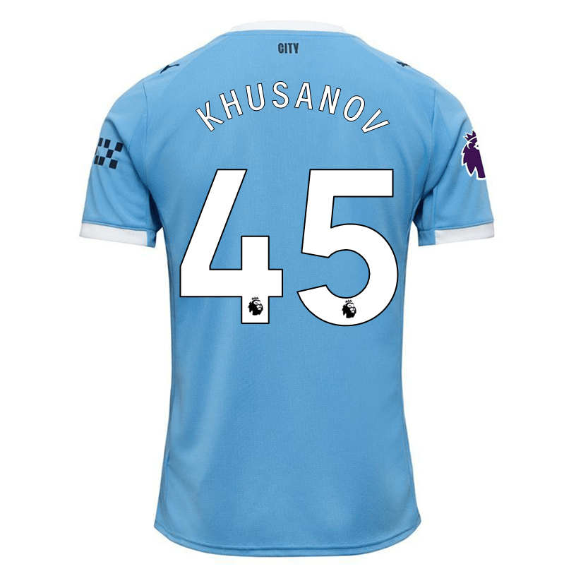 Puma Abdukodir Khusanov Manchester City Home Jersey 25/26 w/ EPL + Sponsor Patch (Team Light Blue/Puma White) | SoccerWearhouse