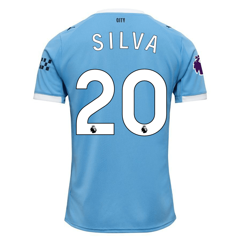 Puma Bernardo Silva Manchester City Home Jersey 25/26 w/ EPL + Sponsor Patch (Team Light Blue/Puma White) | SoccerWearhouse